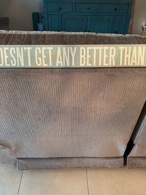 Primitives by Kathy Blue Wood Sign with White Lettering
